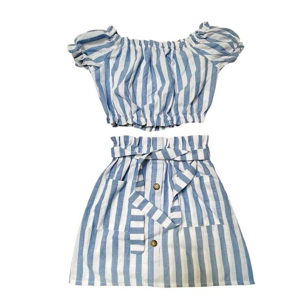 SHEIN Two Piece Cropped Shirt and Skirt Outfit Size 11/12